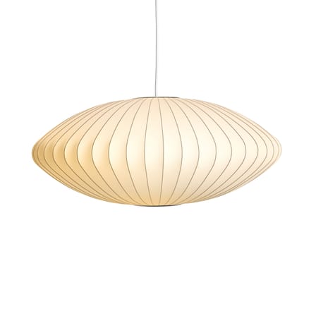 Suspension Bubble Saucer tissu blanc / Medium - Motifs verticaux / George Nelson, 1947 - Hay