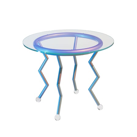 Table ronde Medusa - Night Tales verre transparent / By Masanori Umeda, 1982-2020 - Edition limitée - Memphis Milano