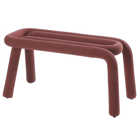Banc rembourré Bold tissu rouge marron / L 100 cm - Moustache