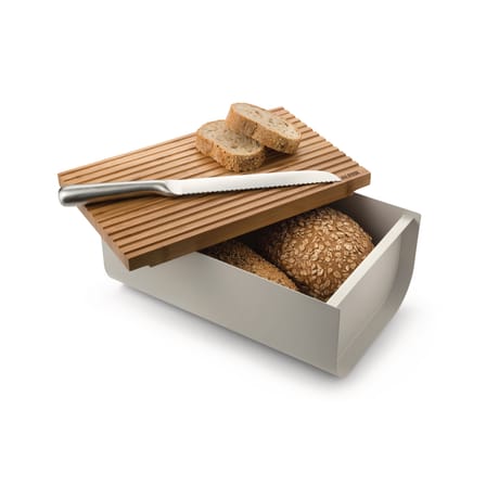 Boîte à pain Mattina métal bois gris / bambou - 34 x 21 cm - Alessi