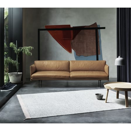Canapé droit Outline cuir marron / 3 places - L 220 cm - Muuto