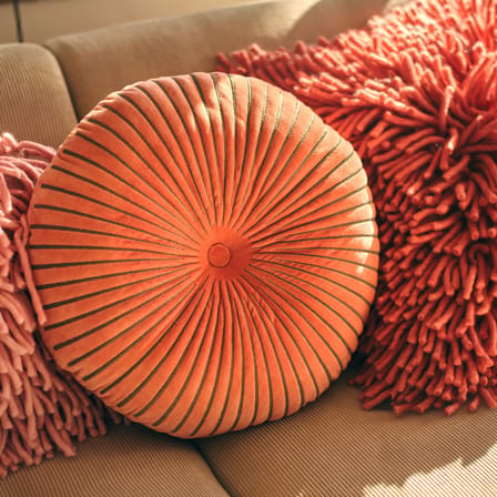 Cuscino Round ripple tessuto arancione / Ø 50 cm - HK LIVING