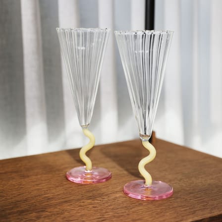 Flûte da champagne Curve vetro multicolore / Set di 2 - 18 cl - & klevering