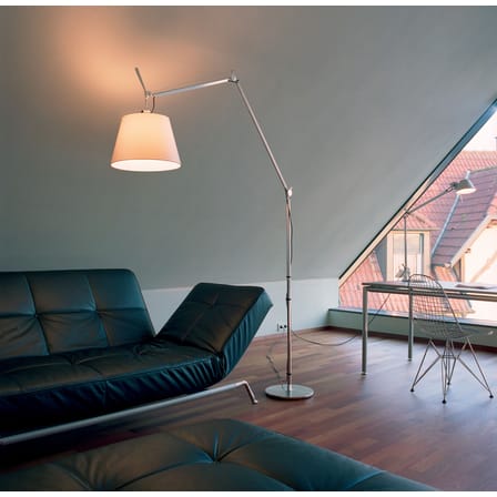 Lampadaire Tolomeo Mega LED métal papier beige / Ø 42 cm - H 148 à 327 cm - Artemide