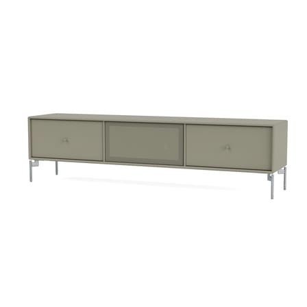 Meuble TV Octave V bois gris / Avec pieds - L 138 x P 30 x H 36,6 cm - MONTANA