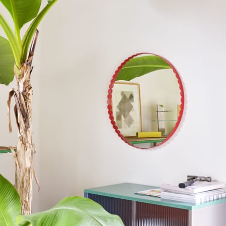 Miroir mural Arcs métal rouge / Ø 60 cm - Hay
