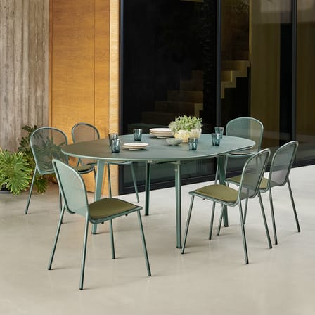 Tavolo rotondo Plus4 metallo verde / L 138-198 cm - da 6 a 10 persone - Emu