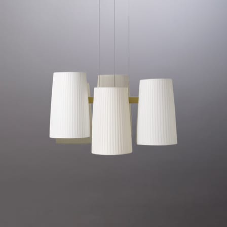 Sospensione Fiesta LED tessuto bianco / 6 Paralumi - Ø 77 cm - Dix Heures Dix