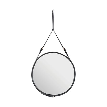 Specchio murale Adnet pelle nero Ø 70 cm - Gubi