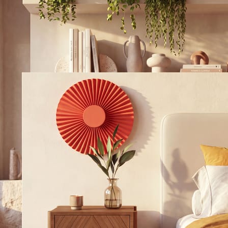Applique Carmen tissu terracotta LED / Ø 50 cm - Double branchement : mural ou prise - Hartô