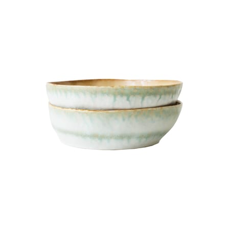 Assiette creuse 70s ceramics céramique vert / Bol à pâtes - Set de 2 / Ø 18.7 x H 5,2 cm - HK LIVING