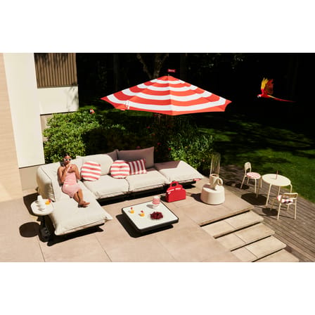 Canapé de jardin 2 places Paletti set tissu beige / Accoudoir gauche - L 190 cm - Fatboy