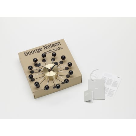 Horloge murale Ball Clock bois noir / By George Nelson, 1948-1960 / Ø 33 cm - Vitra