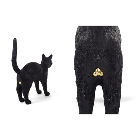 Lampe sans fil rechargeable Jobby the Cat plastique noir / L 46 x H 52 cm - Seletti