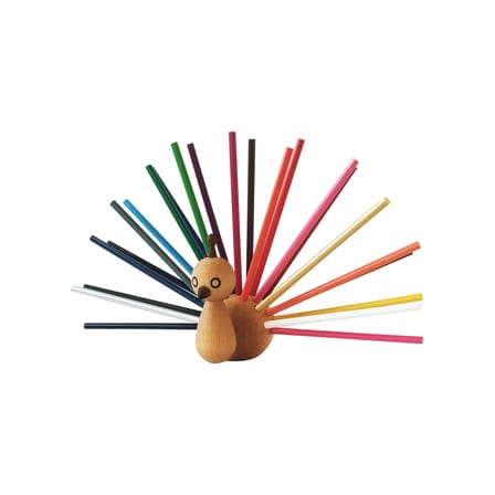 Porte-crayons Peacock bois naturel / 24 crayons inclus - EO