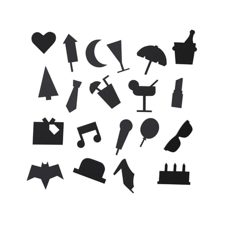 Set Symboles Party plastikmaterial schwarz / für Memo-Board - Design Letters