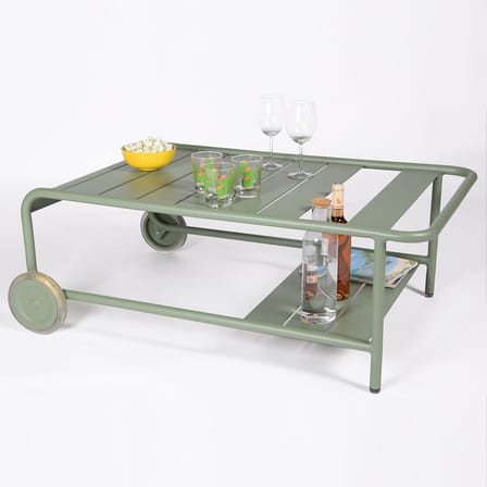 Table basse Luxembourg métal vert / Avec roues - 105 x 65 cm / Seconde vie - Fermob