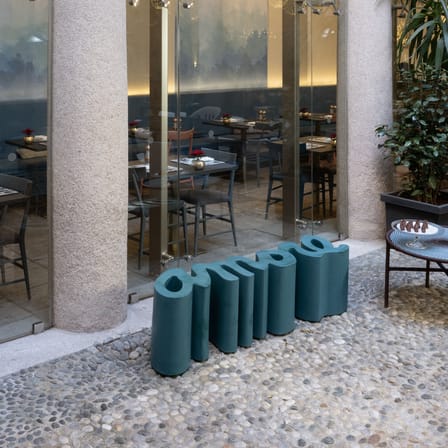 Banc Amore Ocean plastique bleu /  L 145 cm - 100% recyclé - Slide