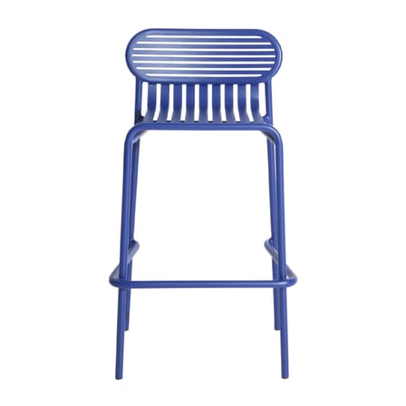 Week-End Bar stool metal blue / Aluminium - H 80 cm - Petite Friture