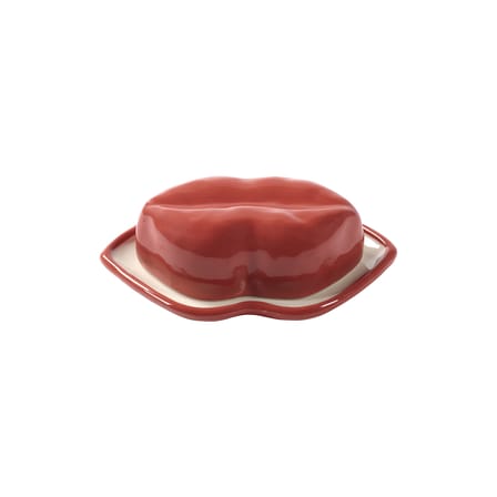 Beurrier Lips céramique rouge / Petit plat avec couvercle - Serax
