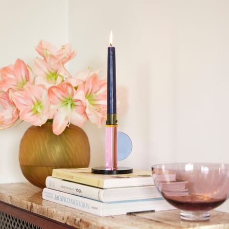 Bougeoir Astro verre rose - HÜBSCH