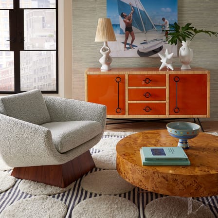 Fauteuil rembourré Rosewood Beaumont tissu gris - Jonathan Adler