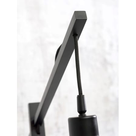 Lampadaire Andes tissu bois noir / Lin & bambou - H 176 cm - GOOD&MOJO