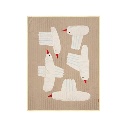 Plaid enfant Bird Quilted tissu beige matelassé / Tapisserie murale - 80 x 110 cm / Coton bio - Ferm Living