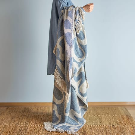 Plaid Salobre bleu / 160 x 130 cm - Coton recyclé - Bloomingville