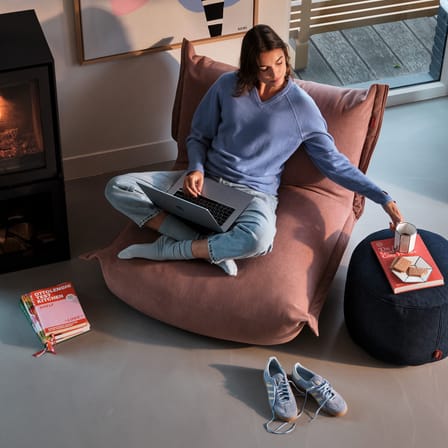 Poltroncina The BonBaron Slim tessuto rosa / INDOOR - Velluto a coste riciclato - Fatboy