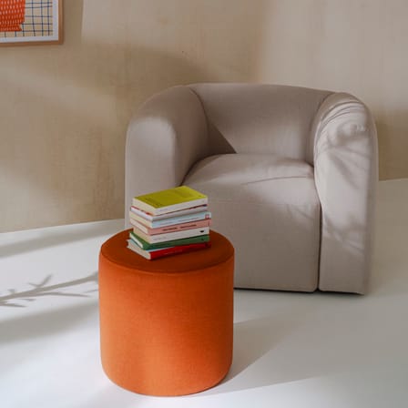 Pouf Folk Grand tissu orange / Ø 40 x H 40 cm - NOO.MA