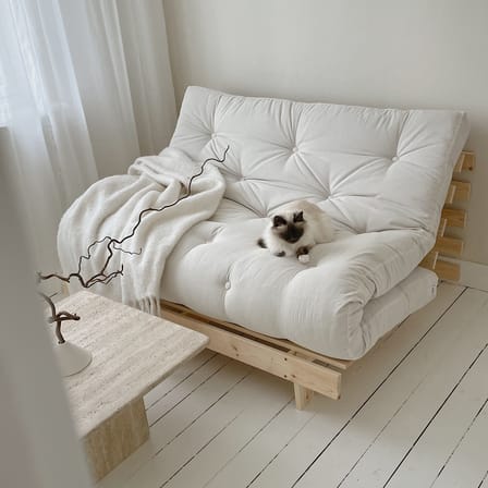 Divano convertibile Roots legno bianco / L 140 cm - 3 posizioni / Struttura in pino chiaro - KARUP DESIGN