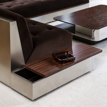 Tavolino Stanley Small legno naturale / 31 x 85 x H 20 cm - Piano/vassoio scorrevole - RED Edition