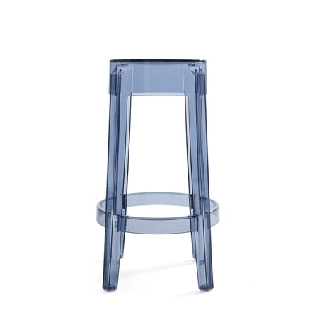 Tabouret haut empilable Charles Ghost plastique bleu / H 65 cm - Kartell