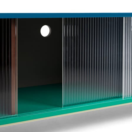 Buffet bas Colour Cabinet Floor / Large - L 180 x H 51 cm / Portes verre strié - Hay