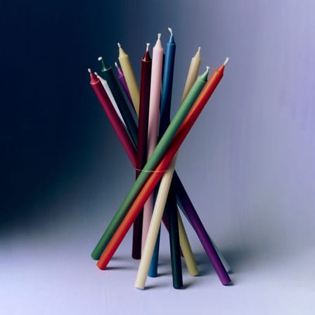Candela lunga e sottile Slim cera multicolore / Set da 12 - Ø 1,2 cm - Hay