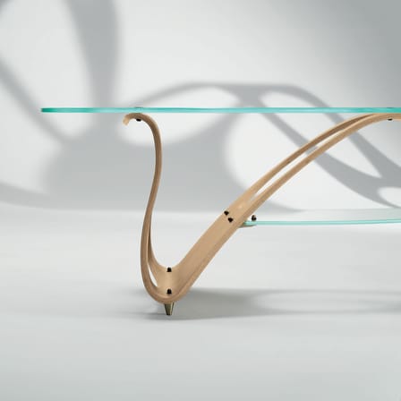 Arabesco CM Coffee table glass natural wood / Carlo Mollino, 1949 - 129 x 53 x H 45 cm - Zanotta