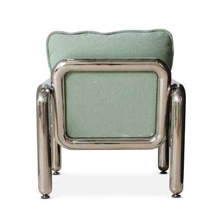 Fauteuil rembourré Chrome tissu vert - HK LIVING