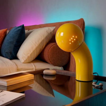 Lampe de table Pallino jaune / Réédition 70 - Orientable - Martinelli Luce