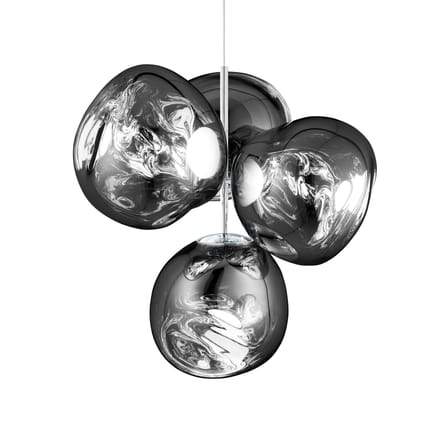 Melt Chandelier Small (2015) Pendant plastic material silver / LED - Ø 98 x H 103 cm / Metallised polycarbonate (color change) - Tom Dixon