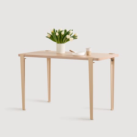 Pied  métal rose avec fixation étau / By Heju - H 75 cm / Pour créer table & bureau - TIPTOE