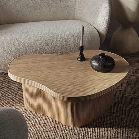 Table basse Isola fibre végétale bois naturel / 100 x 70 x H 40 cm - Rotin - Ferm Living