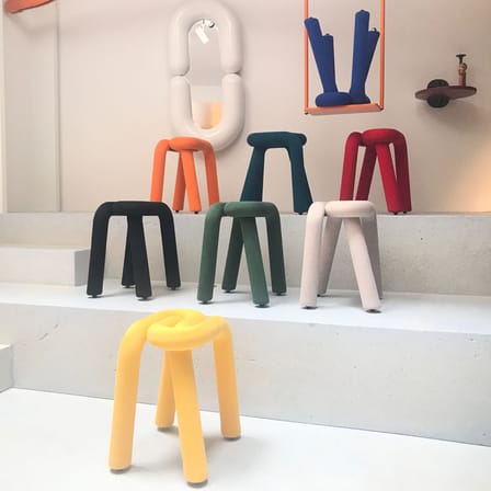 Tabouret rembourré Bold tissu bleu - Moustache