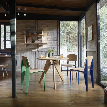 Standard Chair blue natural wood / Jean Prouvé, 1934 - Metal & wood - Vitra