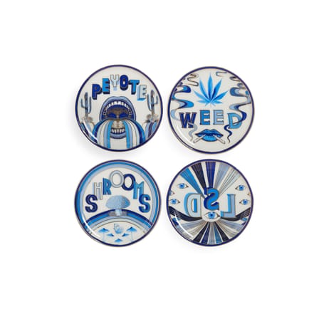 Set de 4 dessous de verre Druggist céramique / Porcelaine & or - Jonathan Adler