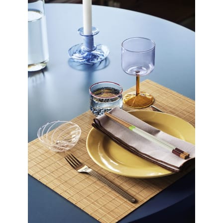 Kerzenleuchter Flare Stripe Small glas blau / H 7,5 cm - Glas - Hay