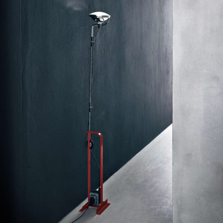 Lampadaire Toio LED métal rouge / Castiglioni, 1962 - Hauteur réglable - Flos