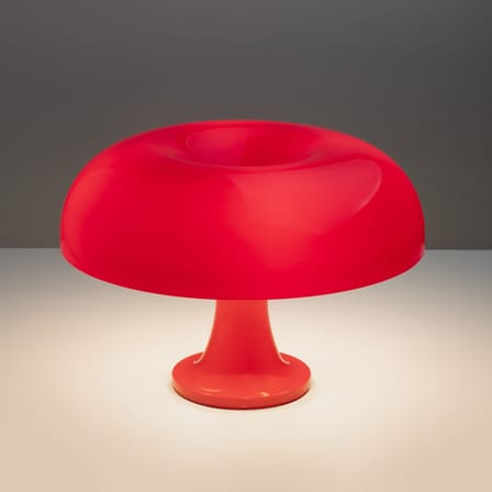 Lampe de table Nessino plastique rouge / Ø 32 x H 23 cm - Réédition 1960s - Artemide