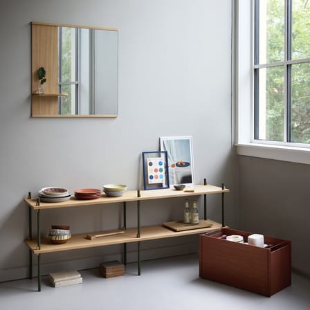 Miroir mural  bois naturel / L 70 x H 72 cm - Etagère intégrée - MOEBE