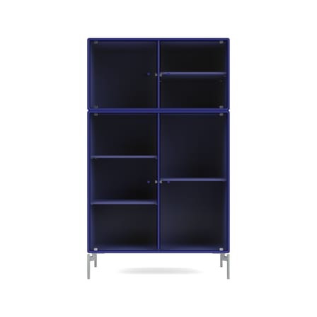 Ripple III Dresser wood blue / Utensil case - W 69.6 x D 38 x H 105 cm / Corrugated Glass - MONTANA